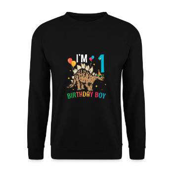 Je suis 1 anniversaire garçon stégosaure 1 an 1er an - Sweat-shirt Unisexe - noir - Devant - Alina (178cm) & Michal (187cm)