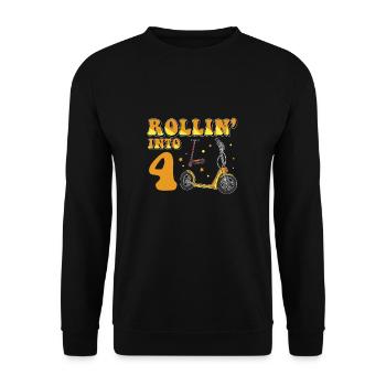 Rollin Into 4 Trottinette électrique 4 ans 4e - Sweat-shirt Unisexe - noir - Devant - Alina (178cm) & Michal (187cm)