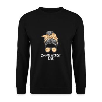 Awesome Messy Bun Cookies For A Cookie Decorating - Unisex Sweatshirt - black - Front - Alina (178cm) & Michal (187cm)