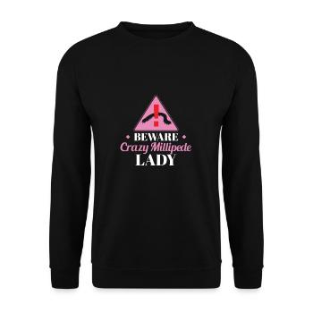 Funny caution, crazy centipede lady for - Unisex Sweatshirt - black - Front - Alina (178cm) & Michal (187cm)