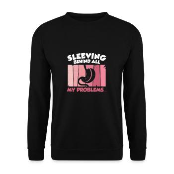 Derrière tous mes problèmes... Drôle de gastrique - Sweat-shirt Unisexe - noir - Devant - Alina (178cm) & Michal (187cm)
