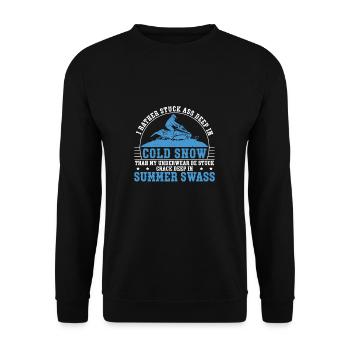 I Rather Stuck Deep In Cold Snow Funny Snowmobile - Unisex Sweatshirt - black - Front - Alina (178cm) & Michal (187cm)