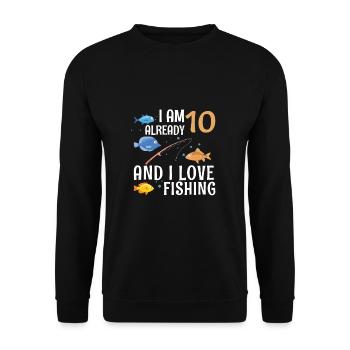 I Am Already 10 And I Love Fishing 10 Year Old - Unisex Sweatshirt - black - Front - Alina (178cm) & Michal (187cm)
