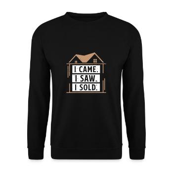 Ich kam Ich sah Ich verkaufte Funny Real Estate - Unisex Pullover - Schwarz - Vorne - Alina (178cm) & Michal (187cm)