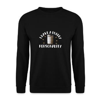 Ich habe eine sprudelnde Persönlichkeit Lustiger - Unisex Pullover - Schwarz - Vorne - Alina (178cm) & Michal (187cm)