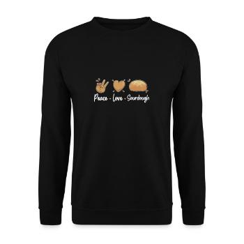 Peace Love Fantastic sourdough bread for a - Unisex Sweatshirt - black - Front - Alina (178cm) & Michal (187cm)