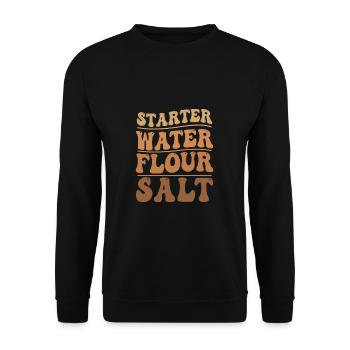 Lustiges Sauerteig-Starterwasser, Mehl, Salz für - Unisex Pullover - Schwarz - Vorne - Alina (178cm) & Michal (187cm)