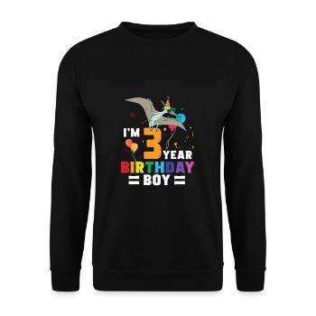 Je suis 3 anniversaire garçon pterodactylus 3 ans 3ème - Sweat-shirt Unisexe - noir - Devant - Alina (178cm) & Michal (187cm)