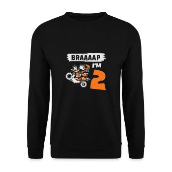 Braaaap I'm 2 Dirt Bike Motocross 2 ans 2ème - Sweat-shirt Unisexe - noir - Devant - Alina (178cm) & Michal (187cm)