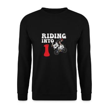 Vélo de course BMX 1 an 1er anniversaire - Sweat-shirt Unisexe - noir - Devant - Alina (178cm) & Michal (187cm)