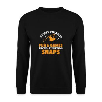 Fun & Games Until The Pole Snaps Funny Pole - Unisex Sweatshirt - black - Front - Alina (178cm) & Michal (187cm)