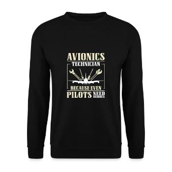 Funny, even pilots need heroes for a - Unisex Sweatshirt - black - Front - Alina (178cm) & Michal (187cm)