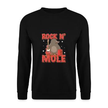 Funny Mole Rat Rock N' Mole For Mole Puns Lover - Unisex Pullover - Schwarz - Vorne - Alina (178cm) & Michal (187cm)