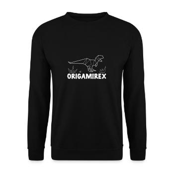 Lustiger Origamirex-Papierfalter für einen - Unisex Pullover - Schwarz - Vorne - Alina (178cm) & Michal (187cm)