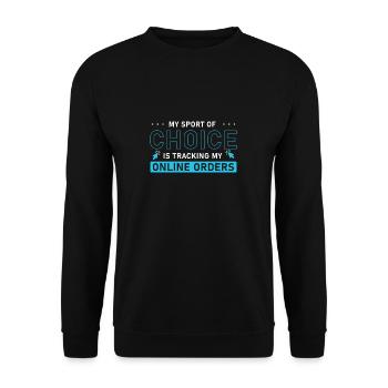 Online-Shop My favorite sport follows my - Unisex Sweatshirt - black - Front - Alina (178cm) & Michal (187cm)