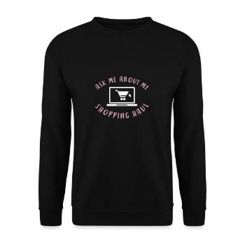 Ask me about my shopping basket for - Unisex Sweatshirt - black - Front - Alina (178cm) & Michal (187cm)