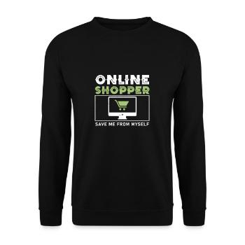 Funny online shopper save in front of myself - Unisex Sweatshirt - black - Front - Alina (178cm) & Michal (187cm)
