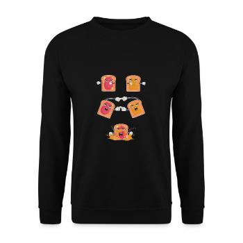 Lustiger Snack mit Erdnussbutter und Gelee Fusion - Unisex Pullover - Schwarz - Vorne - Alina (178cm) & Michal (187cm)