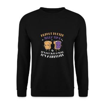Erdnussbuttergelee Es ist ein lustiger - Unisex Pullover - Schwarz - Vorne - Alina (178cm) & Michal (187cm)