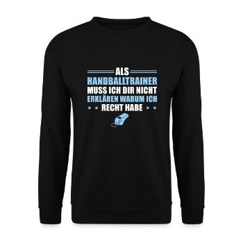 Handballtrainer Sportverein Trainer Geschenkidee - Unisex Pullover - Schwarz - Vorne - Alina (178cm) & Michal (187cm)
