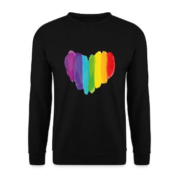 Arc-en-ciel Heart - Sweat-shirt Unisexe - noir - Devant - Alina (178cm) & Michal (187cm)