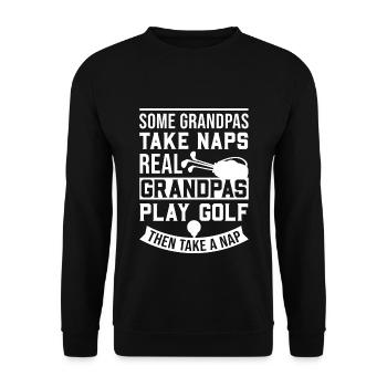 Some Grandpas Take Naps Real Grandpas Play Golf - Unisex Sweatshirt - black - Front - Alina (178cm) & Michal (187cm)