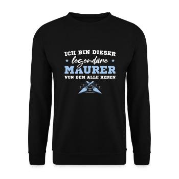 Handwerk Humor Legendärer Maurer - Unisex Pullover - Schwarz - Vorne - Alina (178cm) & Michal (187cm)