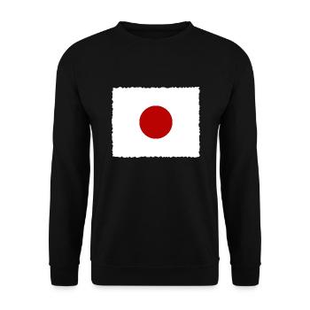 Japan Flagge Used Look Nihon Japanische Fahne - Unisex Pullover - Schwarz - Vorne - Alina (178cm) & Michal (187cm)