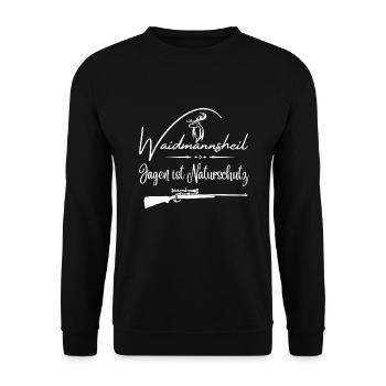Chasseur t-shirt-Waidmannsheil chasse est la protection de la nature - Sweat-shirt Unisexe - noir - Devant - Alina (178cm) & Michal (187cm)