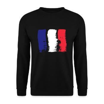 Drapeau de la France Look en détresse Drapeau français - Sweat-shirt Unisexe - noir - Devant - Alina (178cm) & Michal (187cm)