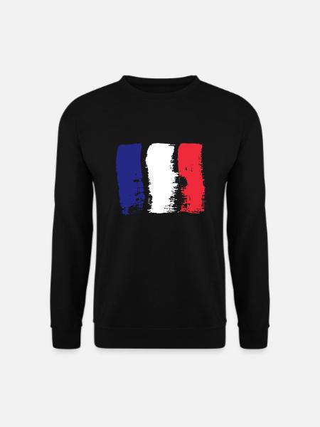 Frankreich Flagge Used Look Französische Fahne - Unisex Pullover - Schwarz