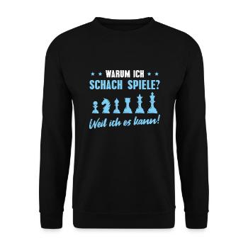 Schach Weil ich es kann Schachspieler Geschenk - Unisex Pullover - Schwarz - Vorne - Alina (178cm) & Michal (187cm)