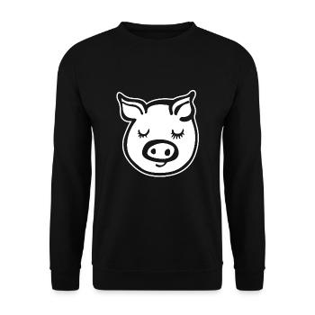 Schwein Schweinchen - Unisex Pullover - Schwarz - Vorne - Alina (178cm) & Michal (187cm)