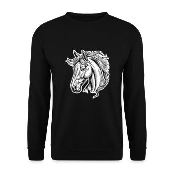 Pferd Pferderennen Pferdekopf - Unisex Pullover - Schwarz - Vorne - Alina (178cm) & Michal (187cm)