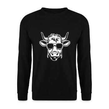 Coole Kuh mit Sonnenbrille - Unisex Pullover - Schwarz - Vorne - Alina (178cm) & Michal (187cm)