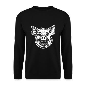 Schwein Schweinchen - Unisex Pullover - Schwarz - Vorne - Alina (178cm) & Michal (187cm)