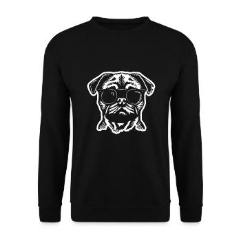 Mops Hund - Unisex Pullover - Schwarz - Vorne - Alina (178cm) & Michal (187cm)
