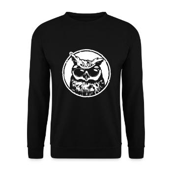 Eule - Unisex Pullover - Schwarz - Vorne - Alina (178cm) & Michal (187cm)