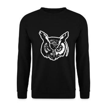 Eule - Unisex Pullover - Schwarz - Vorne - Alina (178cm) & Michal (187cm)