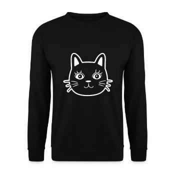 Cat Cats Cat Face - Unisex Sweatshirt - black - Front - Alina (178cm) & Michal (187cm)
