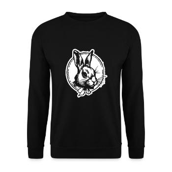 Hase Kaninchen - Unisex Pullover - Schwarz - Vorne - Alina (178cm) & Michal (187cm)