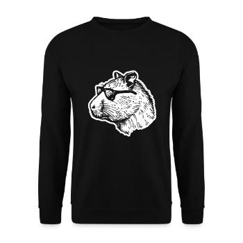 Capybara Wasserschwein - Unisex Pullover - Schwarz - Vorne - Alina (178cm) & Michal (187cm)