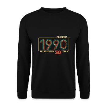Birthday 1990 - 30 years - RETRO - Unisex Sweatshirt - black - Front - Alina (178cm) & Michal (187cm)
