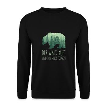THE FOREST CALLS - NATURE saying - Unisex Sweatshirt - black - Front - Alina (178cm) & Michal (187cm)