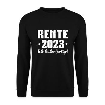 Rente 2023 Pension Ruhestand Rentner - Unisex Pullover - Schwarz - Vorne - Alina (178cm) & Michal (187cm)
