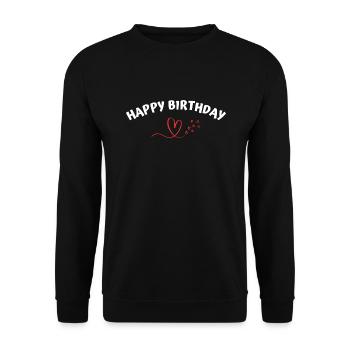 Happy Birthday - Unisex Pullover - Schwarz - Vorne - Alina (178cm) & Michal (187cm)