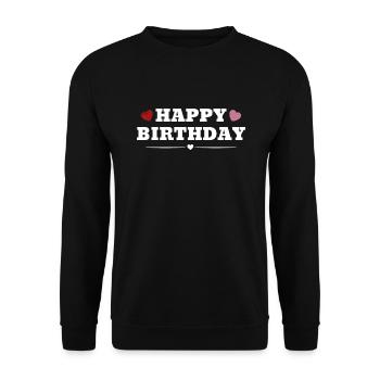 Happy Birthday - Unisex Pullover - Schwarz - Vorne - Alina (178cm) & Michal (187cm)