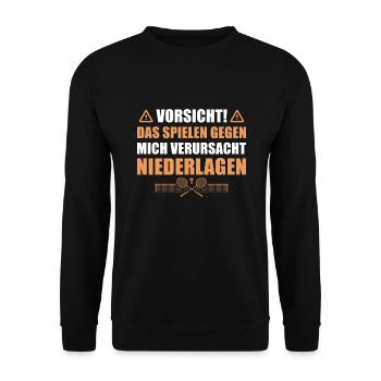 Federball Spielen verursacht Niederlagen Badminton - Unisex Pullover - Schwarz - Vorne - Alina (178cm) & Michal (187cm)