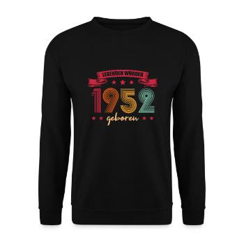 1952 Jahrgang 70. Geburtstag Geschenk - Unisex Pullover - Schwarz - Vorne - Alina (178cm) & Michal (187cm)