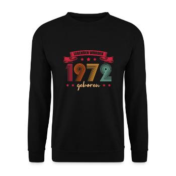 1972 Jahrgang 50. Geburtstag Geschenk - Unisex Pullover - Schwarz - Vorne - Alina (178cm) & Michal (187cm)